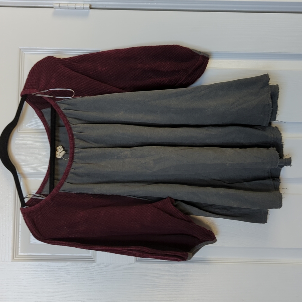 Free People baseball sleeve swing top